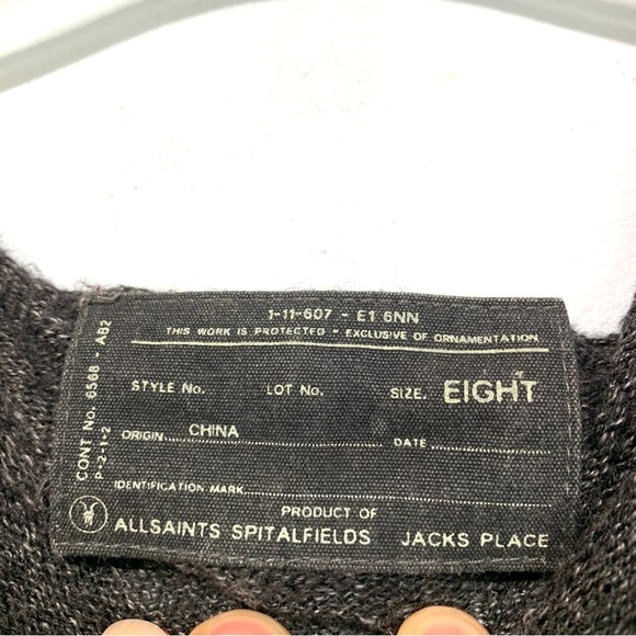 All Saints Gray Knit Sweater Vest Waterfall Sleeveless Cardigan size 8 - Picture 8 of 9